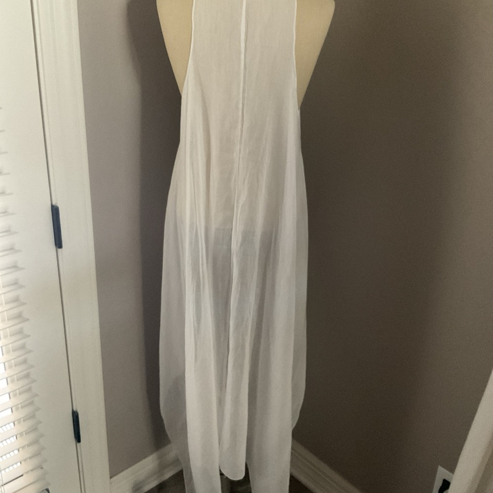 swim cover up white sheer cotton maxi from Turkey with Gold Accents Sz M - Picture 10 of 16